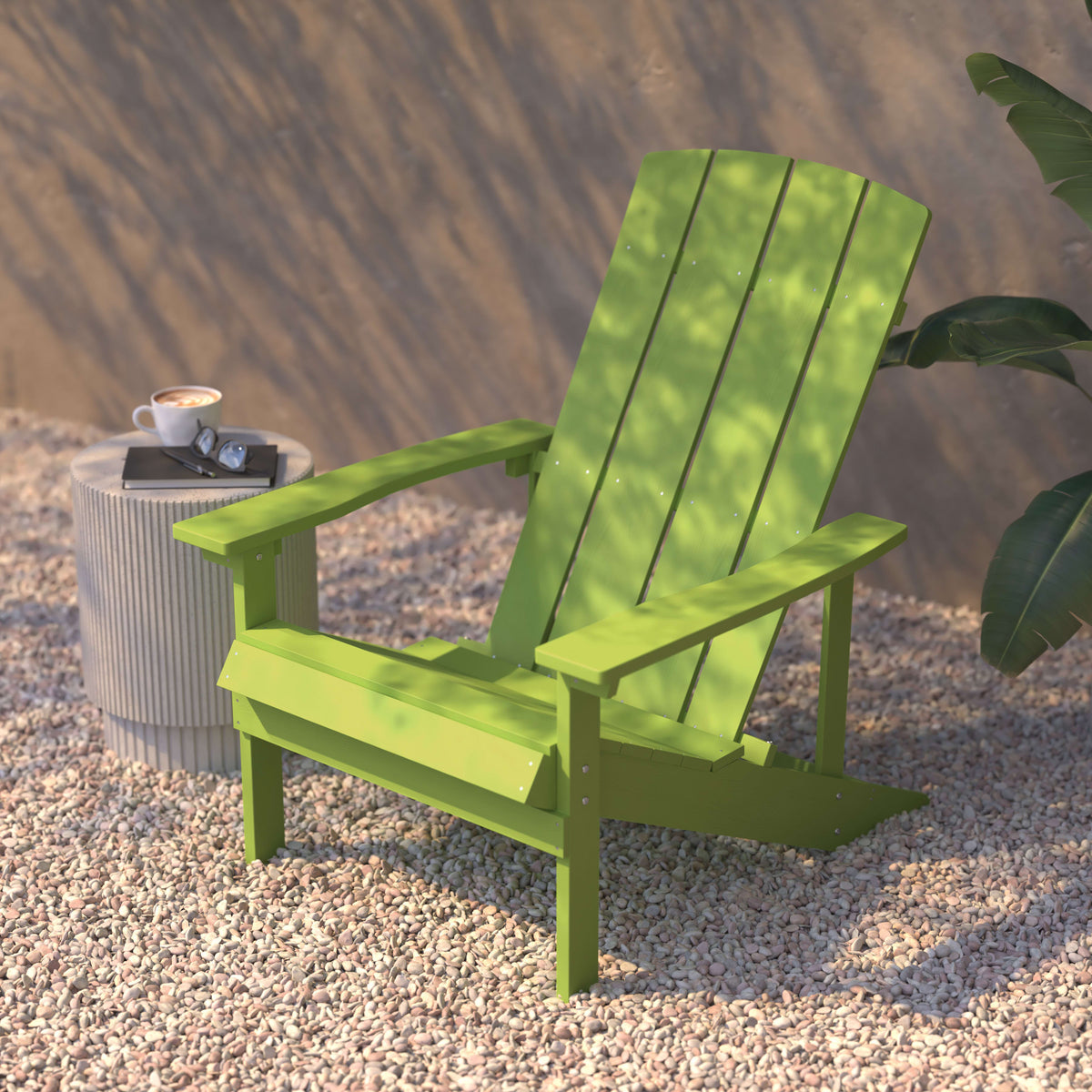 Lime |#| Outdoor Lime Green All-Weather Poly Resin Wood Adirondack Chair