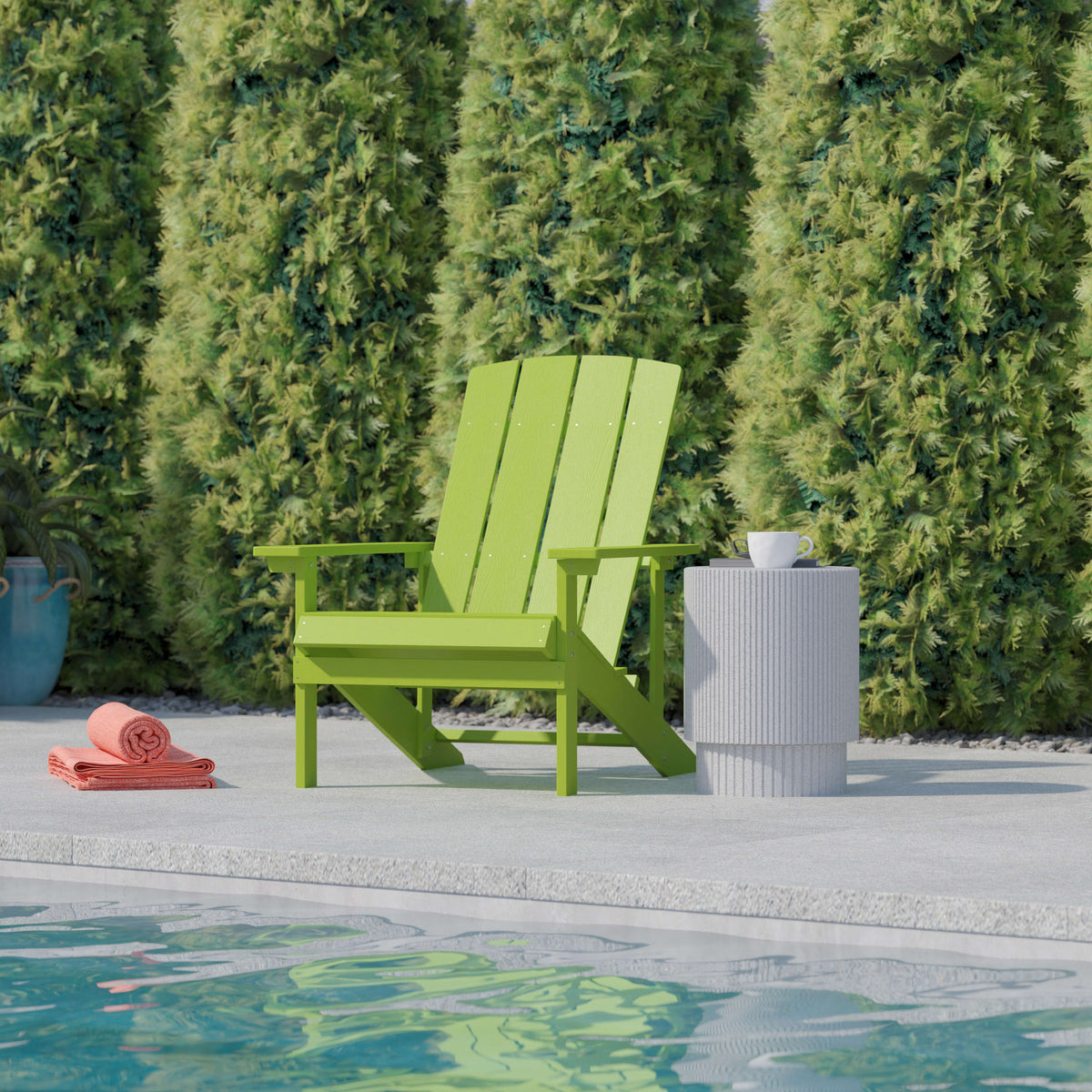 Lime |#| Outdoor Lime Green All-Weather Poly Resin Wood Adirondack Chair