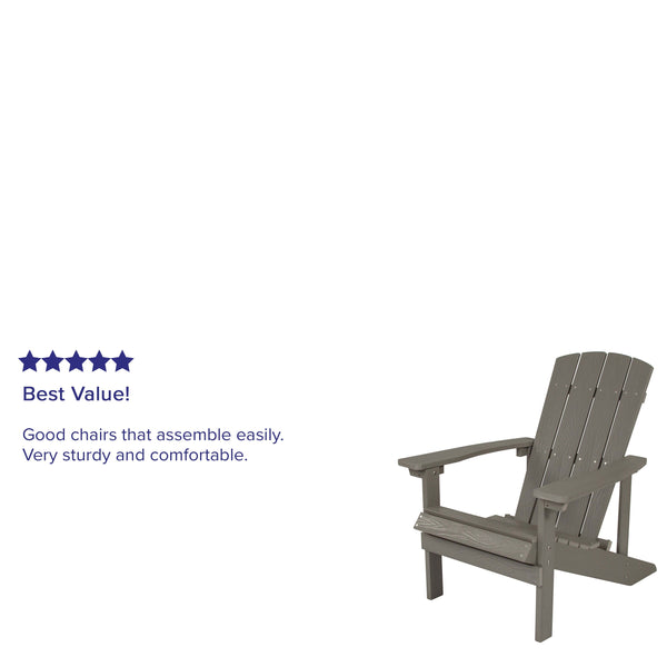 Gray |#| Outdoor Gray All-Weather Poly Resin Wood Adirondack Chair