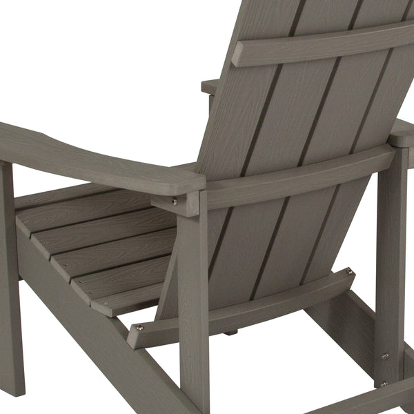 Gray |#| Outdoor Gray All-Weather Poly Resin Wood Adirondack Chair