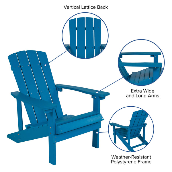 Blue |#| Outdoor Blue All-Weather Poly Resin Wood Adirondack Chair