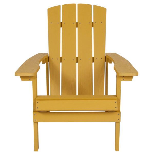 Yellow |#| Outdoor Yellow All-Weather Poly Resin Wood Adirondack Chair