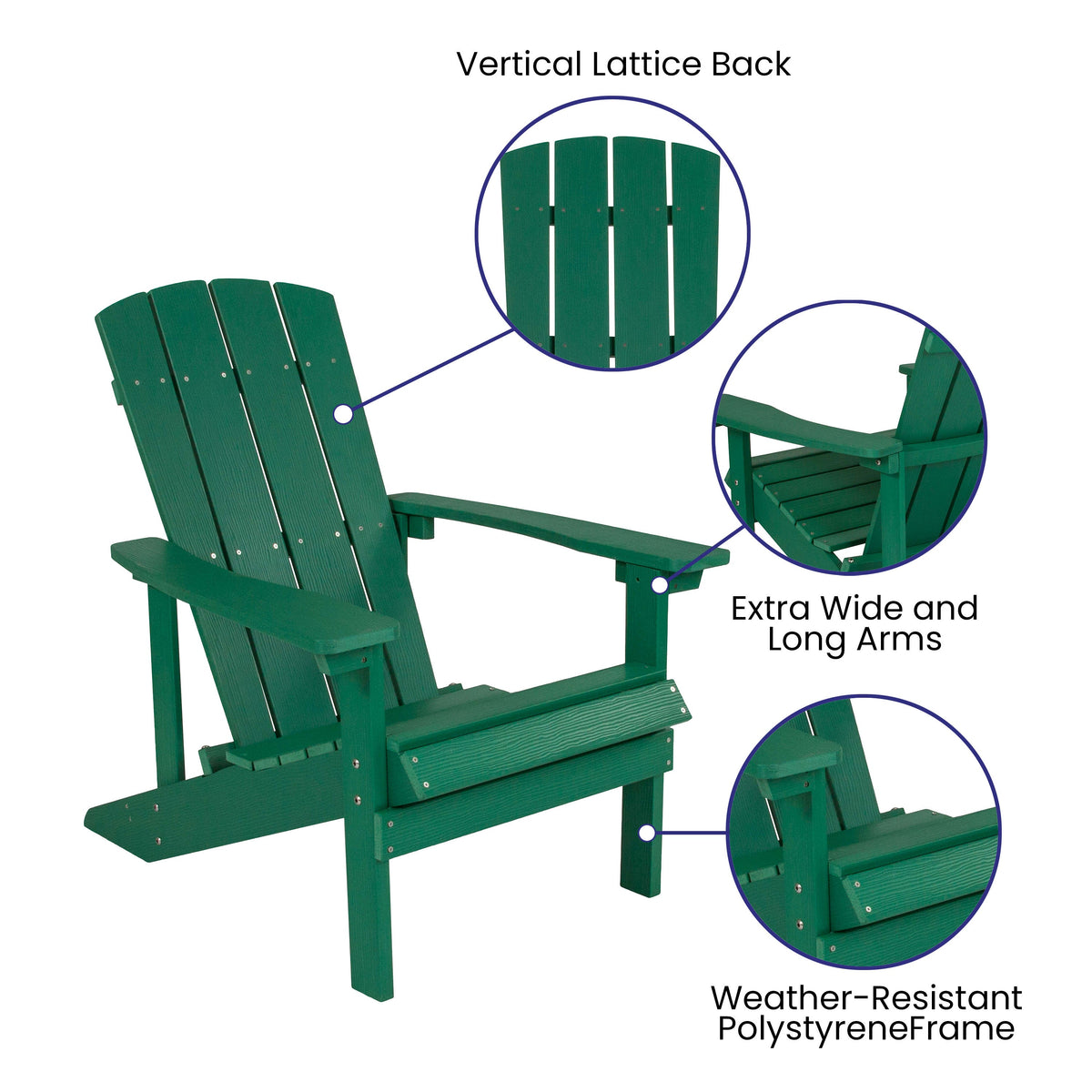 Green |#| Outdoor Green All-Weather Poly Resin Wood Adirondack Chair