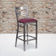 Burgundy Vinyl Seat/Clear Coated Metal Frame |#| Clear Coated "X" Back Metal Restaurant Barstool - Burgundy Vinyl Seat