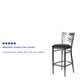 Black Vinyl Seat/Clear Coated Metal Frame |#| Clear Coated "X" Back Metal Restaurant Barstool - Black Vinyl Seat