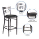 Black Vinyl Seat/Clear Coated Metal Frame |#| Clear Coated "X" Back Metal Restaurant Barstool - Black Vinyl Seat