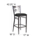 Black Vinyl Seat/Clear Coated Metal Frame |#| Clear Coated "X" Back Metal Restaurant Barstool - Black Vinyl Seat
