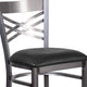 Black Vinyl Seat/Clear Coated Metal Frame |#| Clear Coated "X" Back Metal Restaurant Barstool - Black Vinyl Seat