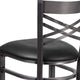 Black Vinyl Seat/Clear Coated Metal Frame |#| Clear Coated "X" Back Metal Restaurant Barstool - Black Vinyl Seat