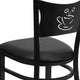 Black Vinyl Seat/Black Metal Frame |#| Black Coffee Back Metal Restaurant Chair with Black Vinyl Foam Padded Seat