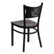 Mahogany Wood Seat/Black Metal Frame |#| Black Coffee Back Metal Restaurant Chair with Mahogany Wood Seat