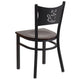 Walnut Wood Seat/Black Metal Frame |#| Black Coffee Back Metal Restaurant Chair with Walnut Wood Seat