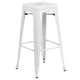 White |#| 23.75inch Square White Metal Bar Table Set with 2 Square Seat Backless Stools