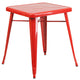 Red |#| 23.75inch Square Red Metal Indoor-Outdoor Table Set with 2 Stack Chairs