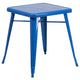 Blue |#| 23.75inch Square Blue Metal Indoor-Outdoor Table Set with 2 Stack Chairs