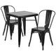 Black |#| 23.75inch Square Black Metal Indoor-Outdoor Table Set with 2 Stack Chairs