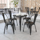 Black |#| 23.75inch Square Black Metal Indoor-Outdoor Table Set with 2 Stack Chairs