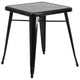 Black |#| 23.75inch Square Black Metal Indoor-Outdoor Table Set with 2 Stack Chairs