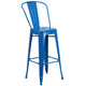 Blue |#| 24inch Round Blue Metal Indoor-Outdoor Bar Table Set with 2 Cafe Stools