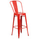 Red |#| 24inch Round Red Metal Indoor-Outdoor Bar Table Set with 2 Cafe Stools