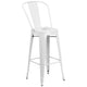 White |#| 24inch Round White Metal Indoor-Outdoor Bar Table Set with 2 Cafe Stools