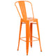 Orange |#| 24inch Round Orange Metal Indoor-Outdoor Bar Table Set with 4 Cafe Stools