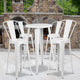 White |#| 24inch Round White Metal Indoor-Outdoor Bar Table Set with 4 Cafe Stools