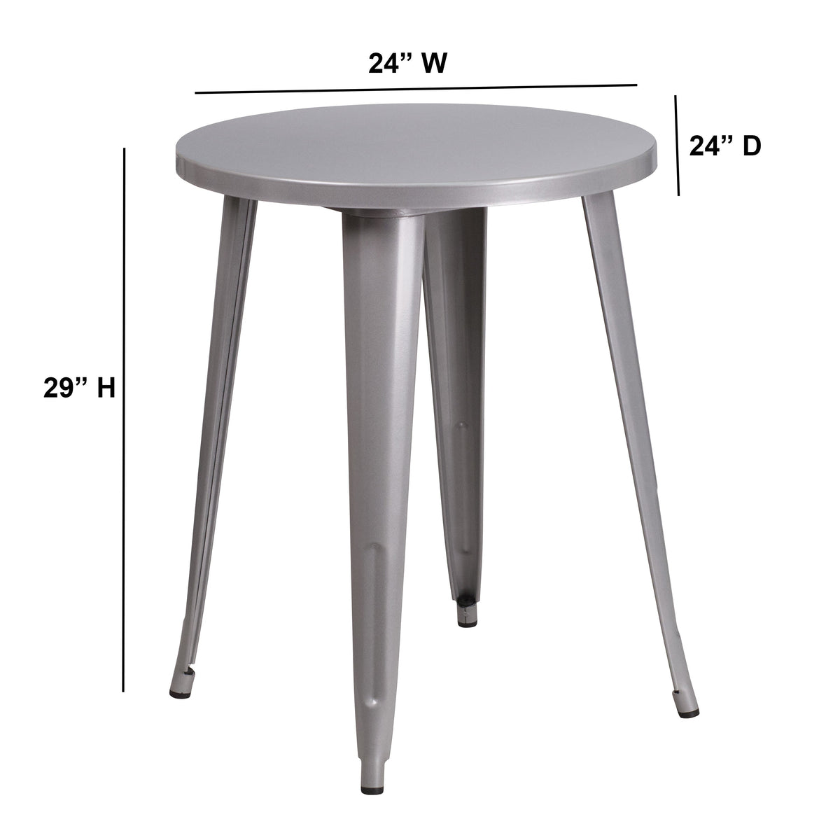 Silver |#| 24inch Round Silver Metal Indoor-Outdoor Table - Restaurant Furniture - Café Table