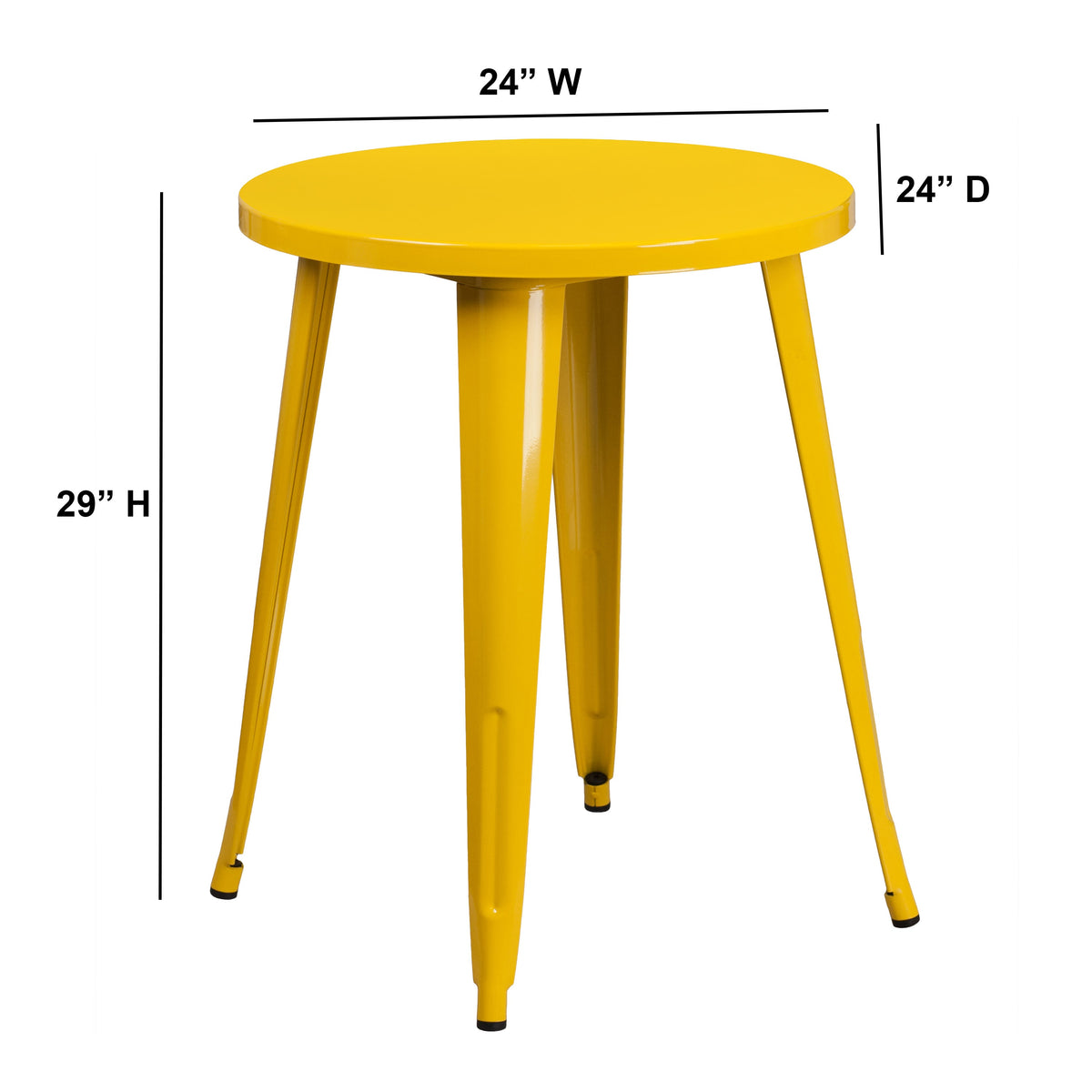 Yellow |#| 24inch Round Yellow Metal Indoor-Outdoor Table - Restaurant Furniture - Café Table