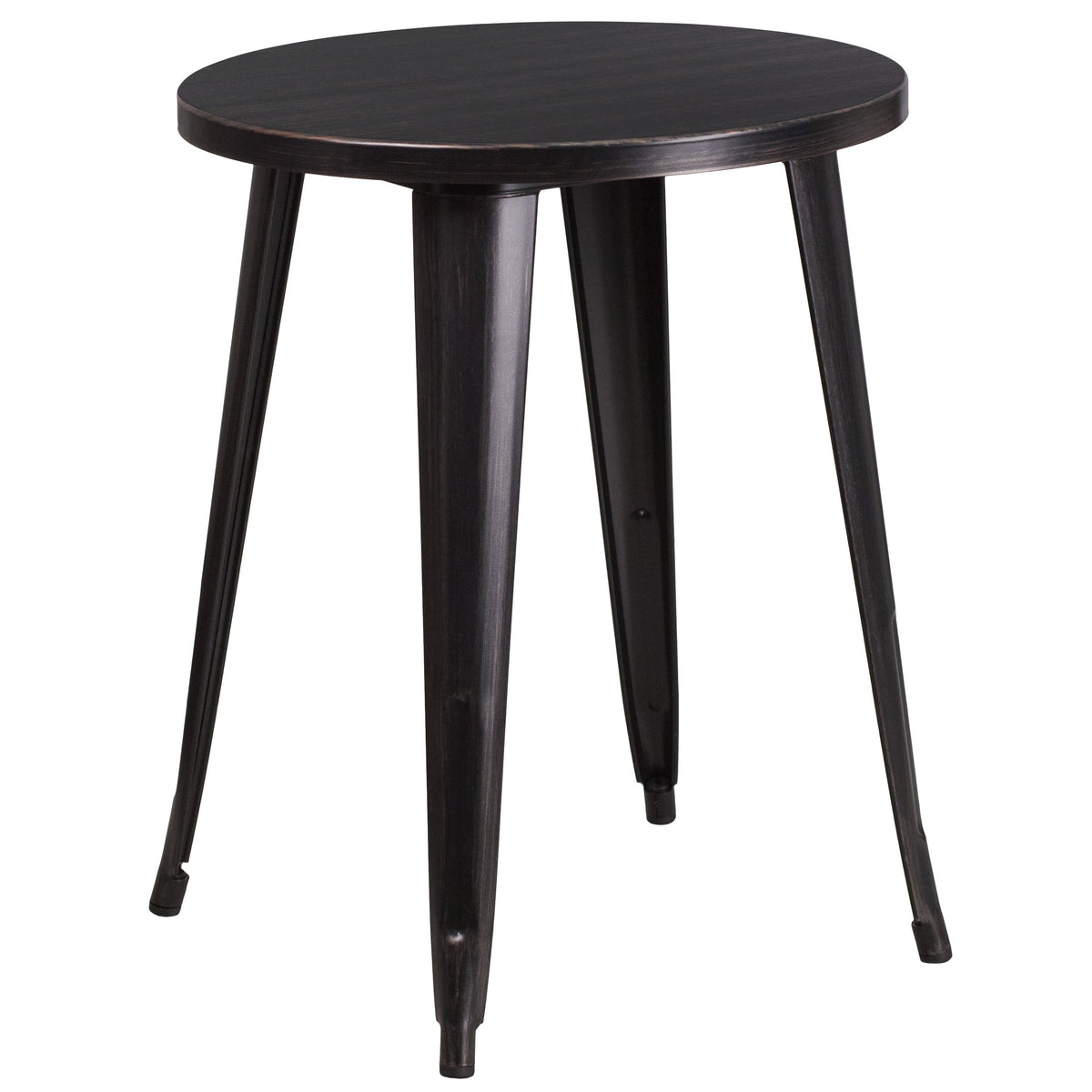 Black-Antique Gold |#| 24inch Round Black-Antique Gold Metal Indoor-Outdoor Table - Restaurant Furniture