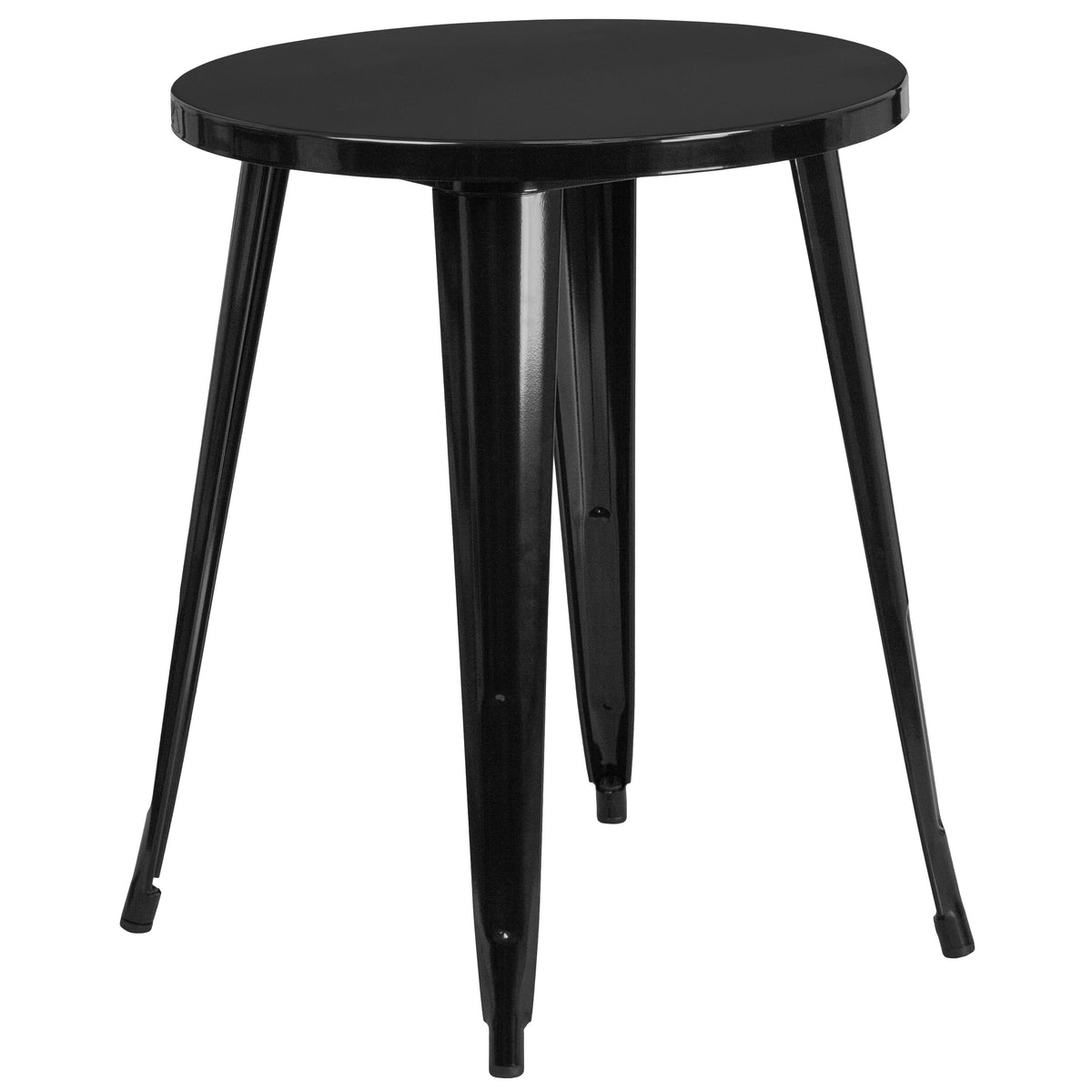 Black |#| 24inch Round Black Metal Indoor-Outdoor Table - Restaurant Furniture