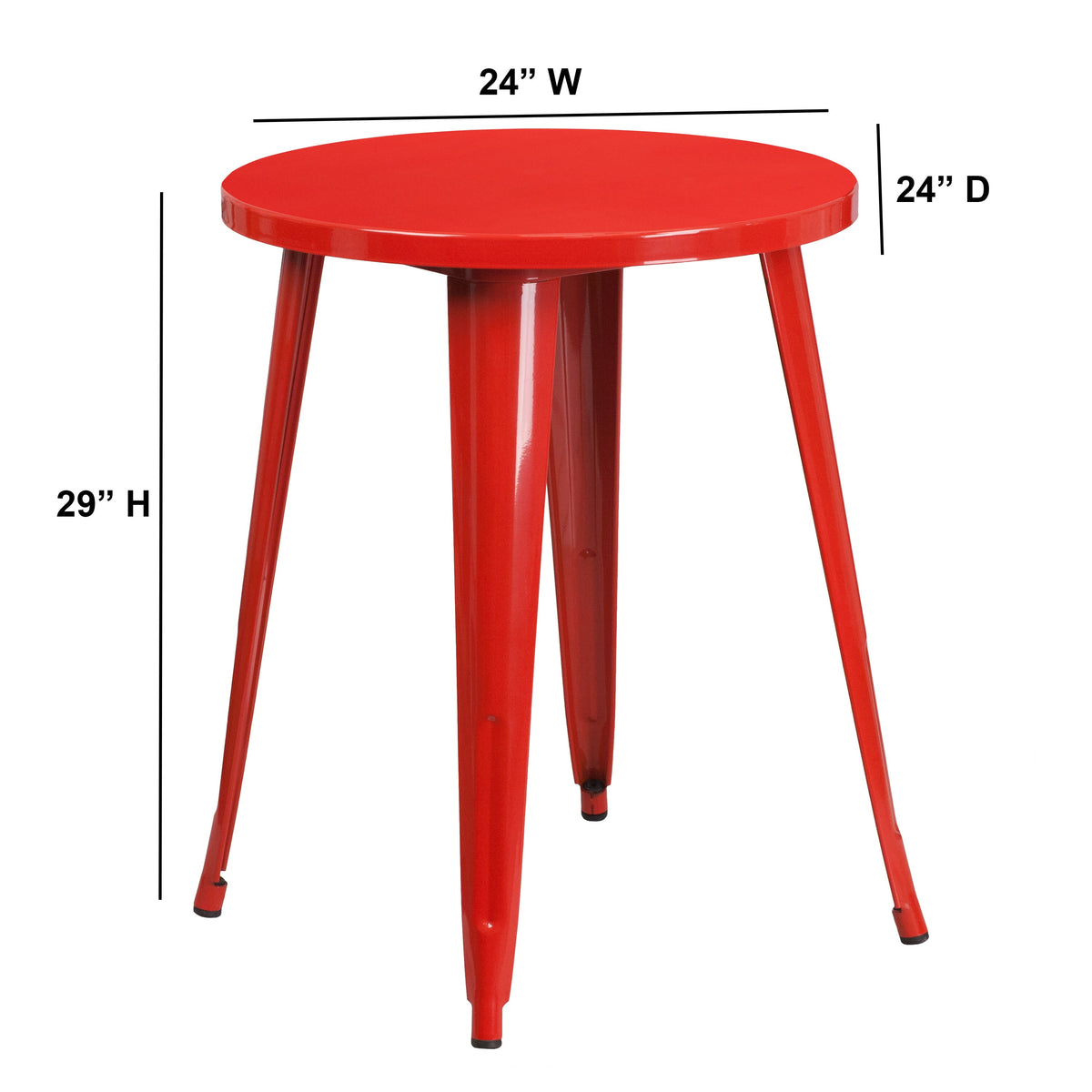 Red |#| 24inch Round Red Metal Indoor-Outdoor Table - Restaurant Furniture - Café Table