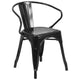 Black |#| 24inch Round Black Metal Indoor-Outdoor Table Set with 2 Arm Chairs - Patio Set