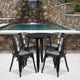Black |#| 24inch Round Black Metal Indoor-Outdoor Table Set with 4 Arm Chairs