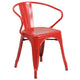 Red |#| 24inch Round Red Metal Indoor-Outdoor Table Set with 4 Arm Chairs