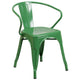 Green |#| 24inch Round Green Metal Indoor-Outdoor Table Set with 4 Arm Chairs