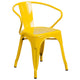 Yellow |#| 24inch Round Yellow Metal Indoor-Outdoor Table Set with 4 Arm Chairs