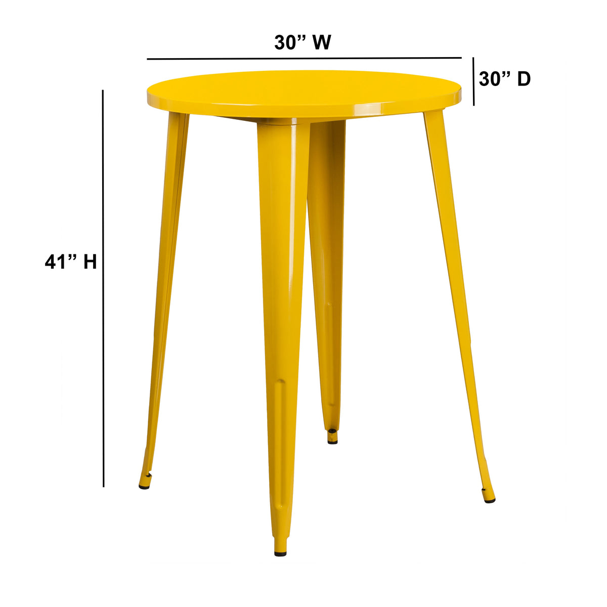 Yellow |#| 30inch Round Yellow Metal Indoor-Outdoor Bar Height Table - Industrial Table