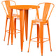 Orange |#| 30inch Round Orange Metal Indoor-Outdoor Bar Table Set with 2 Cafe Stools