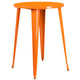 Orange |#| 30inch Round Orange Metal Indoor-Outdoor Bar Table Set with 2 Cafe Stools