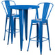 Blue |#| 30inch Round Blue Metal Indoor-Outdoor Bar Table Set with 2 Cafe Stools