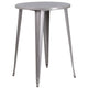 Silver |#| 30inch Round Silver Metal Indoor-Outdoor Bar Table Set with 2 Cafe Stools