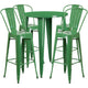 Green |#| 30inch Round Green Metal Indoor-Outdoor Bar Table Set with 4 Cafe Stools