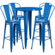 Blue |#| 30inch Round Blue Metal Indoor-Outdoor Bar Table Set with 4 Cafe Stools