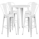 White |#| 30inch Round White Metal Indoor-Outdoor Bar Table Set with 4 Cafe Stools