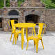 Yellow |#| 30inch Round Yellow Metal Indoor-Outdoor Table Set with 2 Cafe Chairs