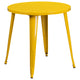 Yellow |#| 30inch Round Yellow Metal Indoor-Outdoor Table Set with 2 Cafe Chairs