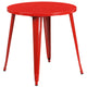 Red |#| 30inch Round Red Metal Indoor-Outdoor Table Set with 2 Cafe Chairs