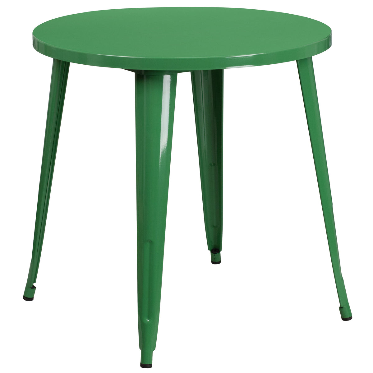 Green |#| 30inch Round Green Metal Indoor-Outdoor Table Set with 4 Arm Chairs