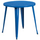 Blue |#| 30inch Round Blue Metal Indoor-Outdoor Table Set with 4 Arm Chairs